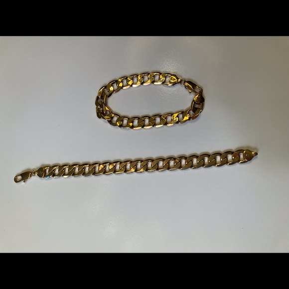Unisex gold plated Cuban link bracelets, lobster closure - Picture 7 of 10